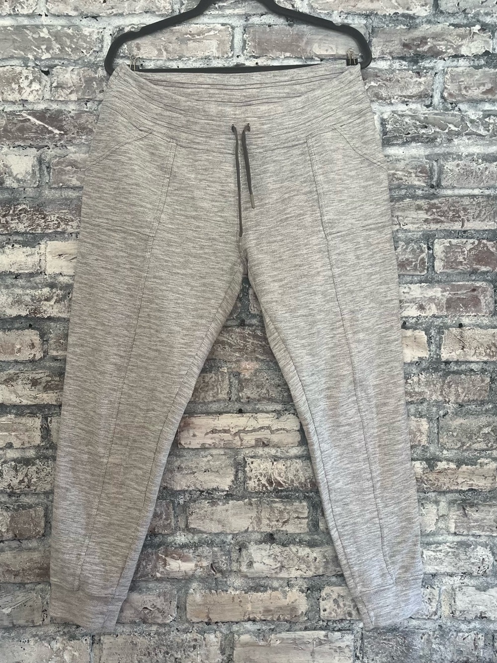 Prana Light Heather Gray Jogger Pants Drawstring Waist Excellent Condition